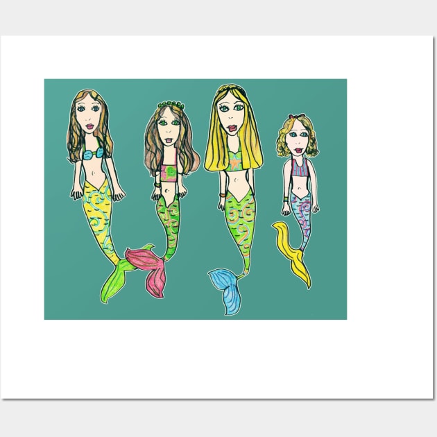 My Girls as Mermaids - Drawn by Tane (8) Wall Art by micklyn